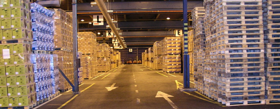 Large pallets in warehouse