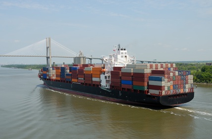 Cargo Container Ship At Savannah Georgia USA
